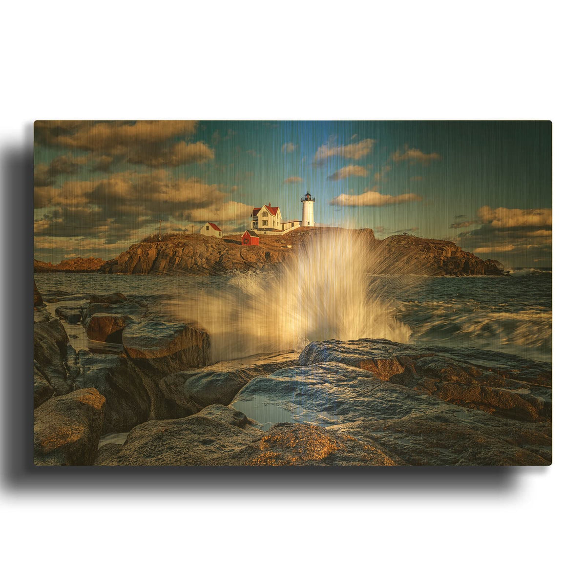 'Afternoon At Cape Neddick' By Rick Berk Gold Metal Wall Art