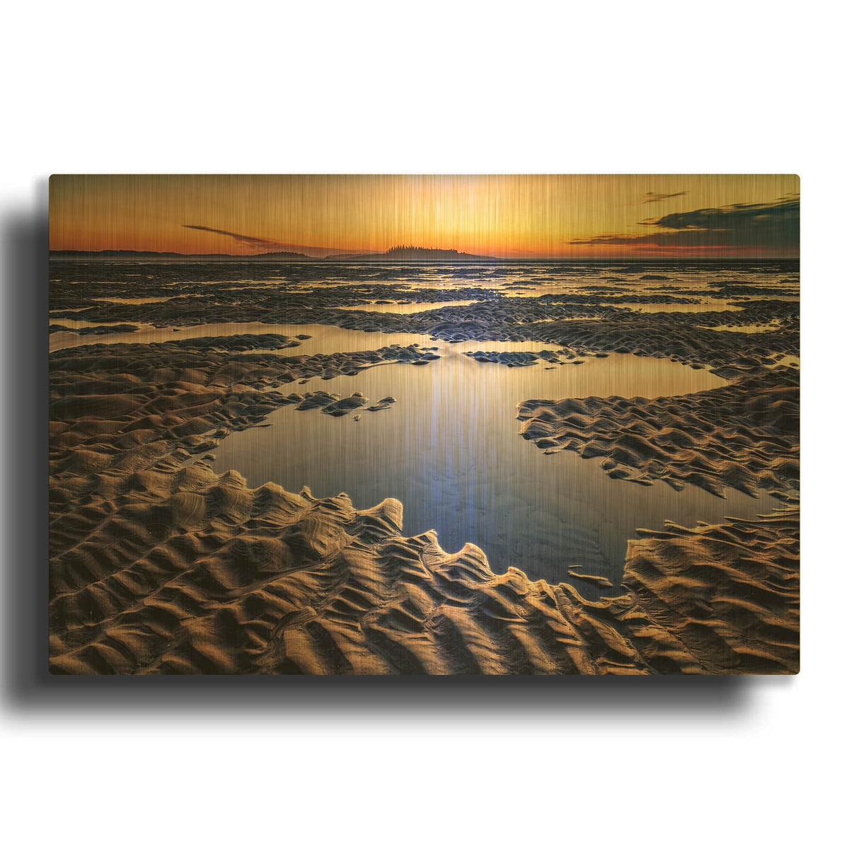 'Popham Beach Sunrise' By Rick Berk Gold Metal Wall Art