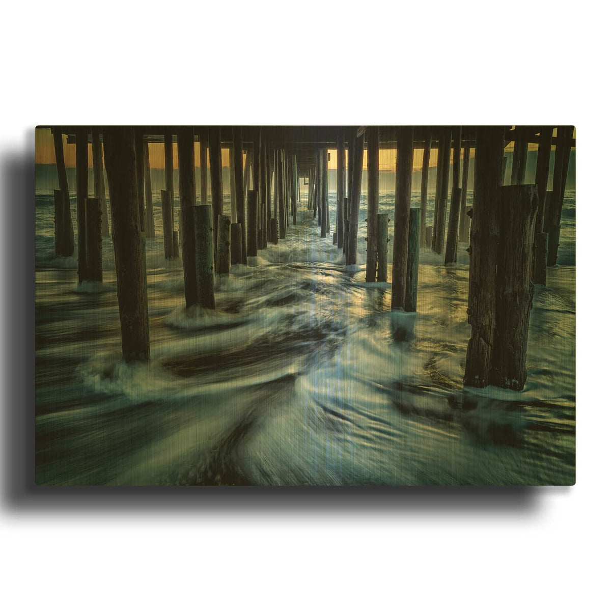 'Under Kitty Hawk Pier' By Rick Berk Gold Metal Wall Art