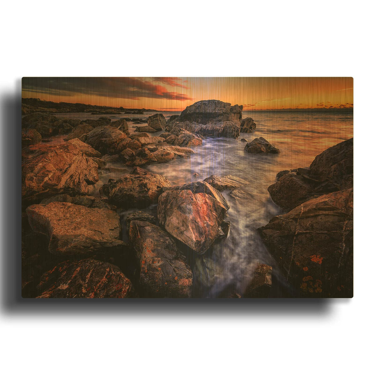 'Dawn In Biddeford Pool Iii' By Rick Berk Gold Metal Wall Art