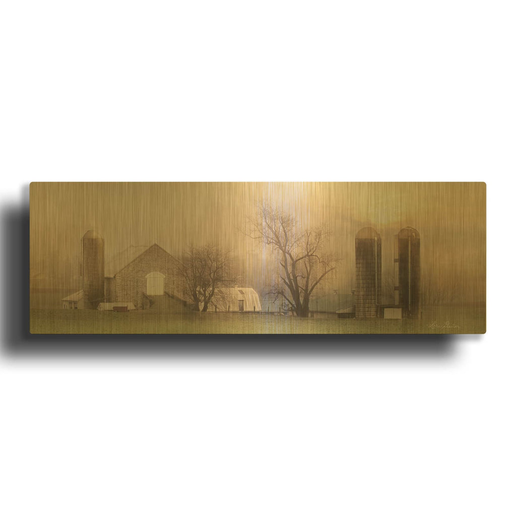 'Old Stone Barn' By Lori Deiter Gold Metal Wall Art