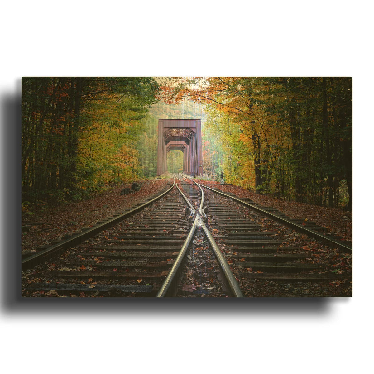 'White Mountain Autumn' By Rick Berk Gold Metal Wall Art