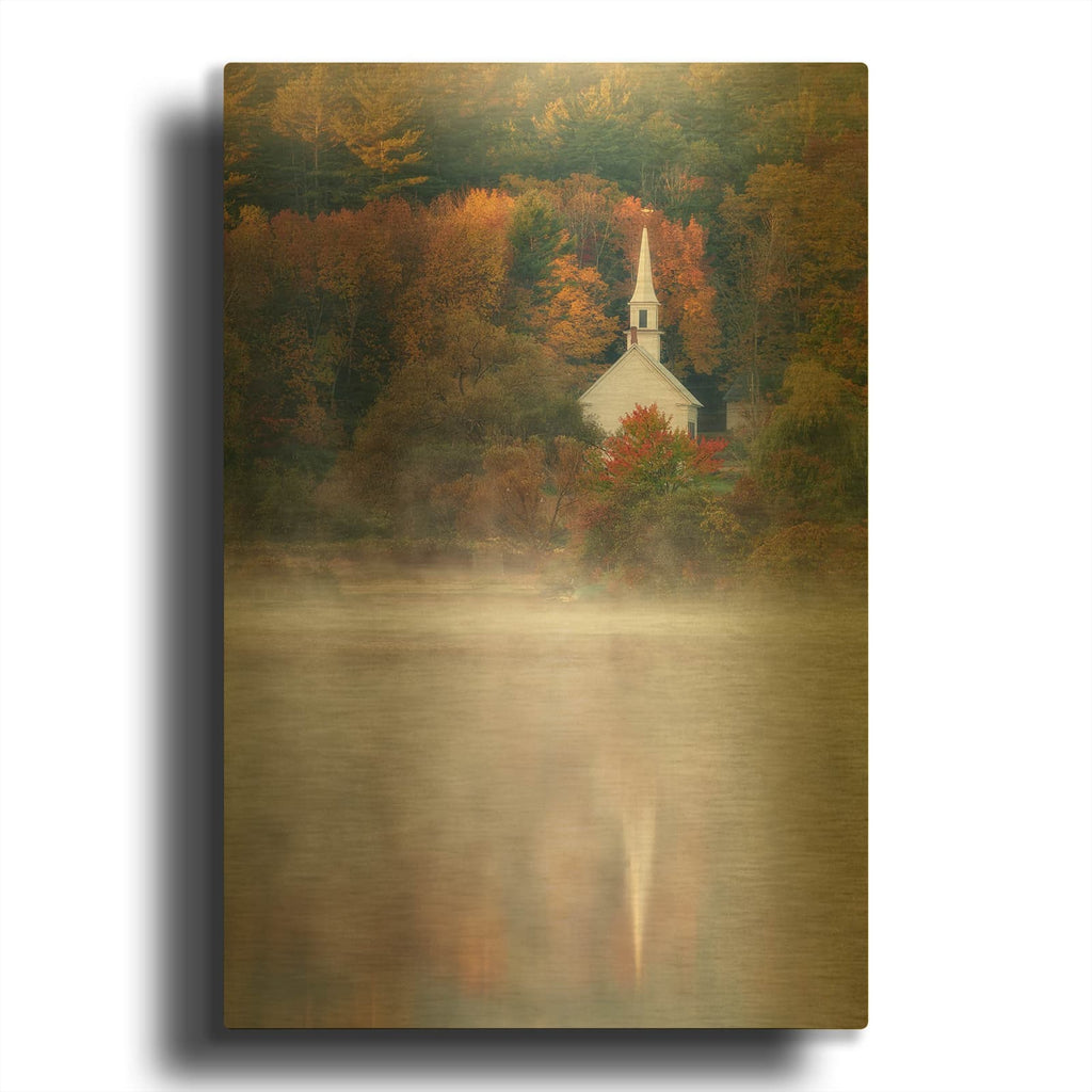 'The Little White Church' By Rick Berk Gold Metal Wall Art