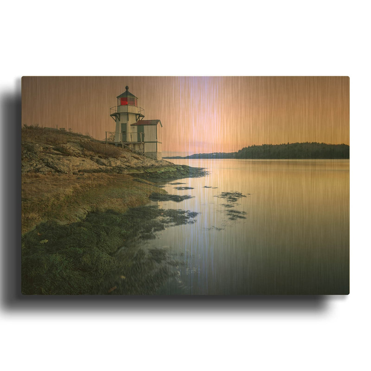 'Squirrel Point Lighthouse' By Rick Berk Gold Metal Wall Art