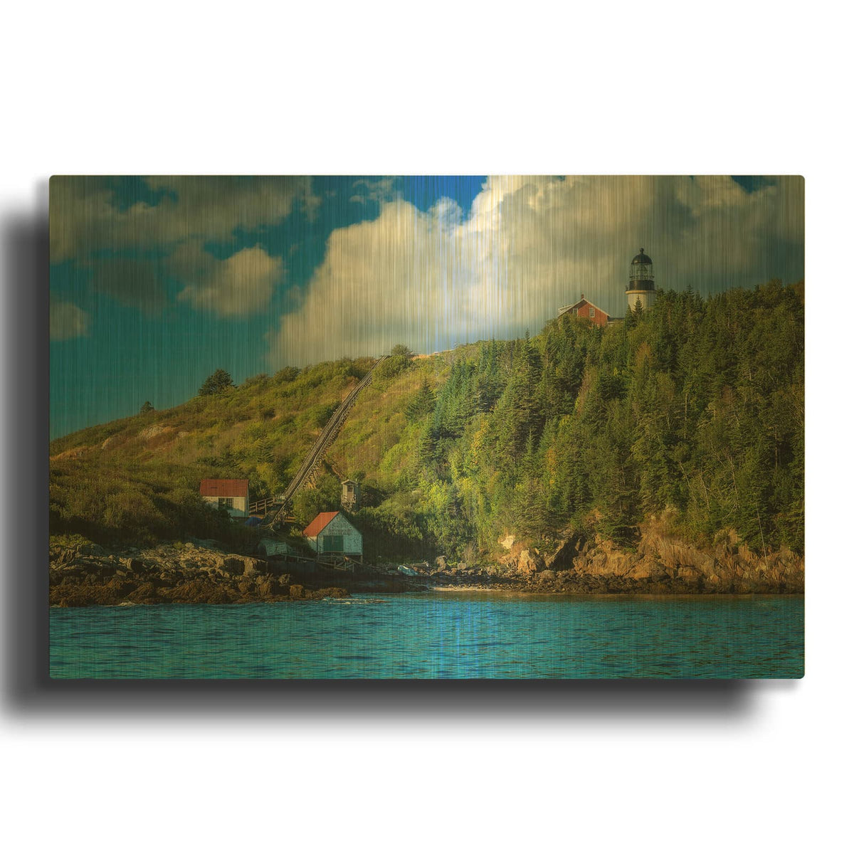 'Seguin Light' By Rick Berk Gold Metal Wall Art