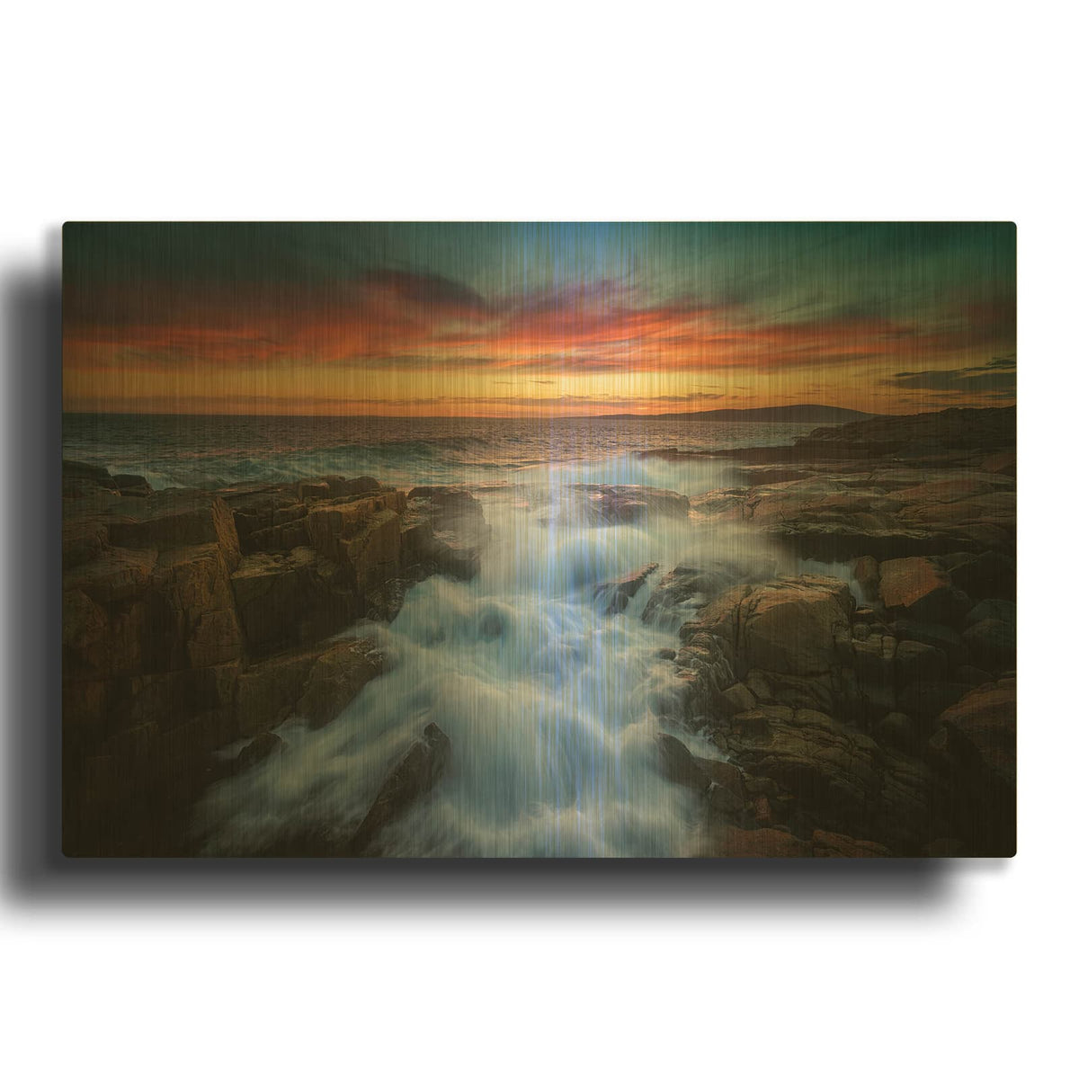 'Rising Tide At Schoodic Point' By Rick Berk Gold Metal Wall Art