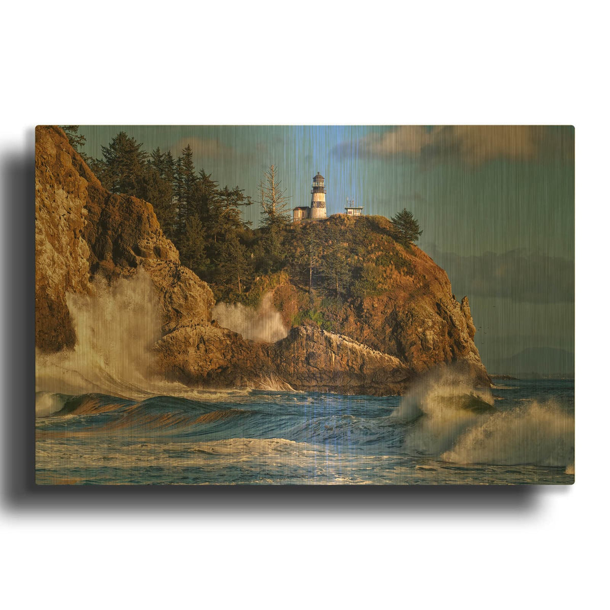 'Rising Tide At Cape Disappointment' By Rick Berk Gold Metal Wall Art