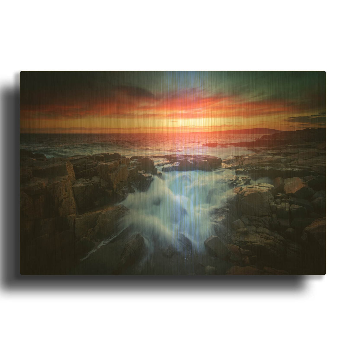 'Red Sky At Dusk' By Rick Berk Gold Metal Wall Art