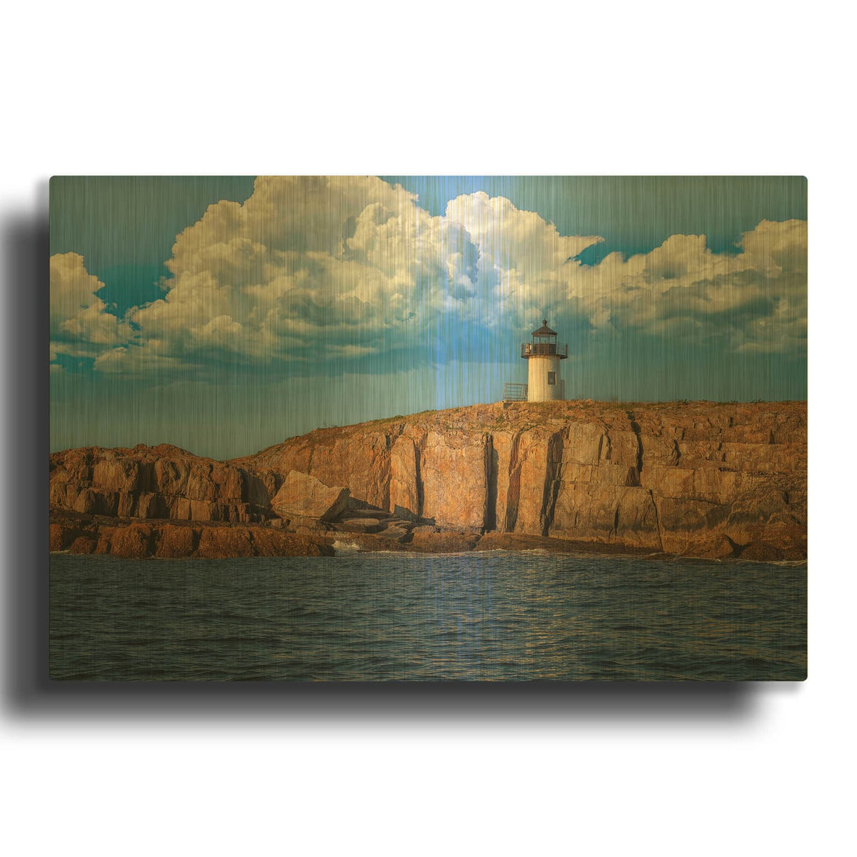 'Pond Island Lighthouse' By Rick Berk Gold Metal Wall Art