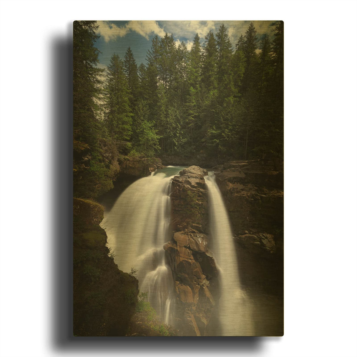 'Nooksack Falls' By Rick Berk Gold Metal Wall Art