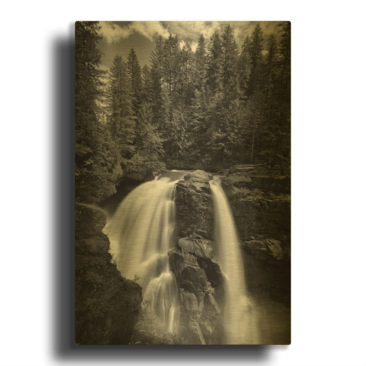 'Nooksack Falls B&w' By Rick Berk Gold Metal Wall Art