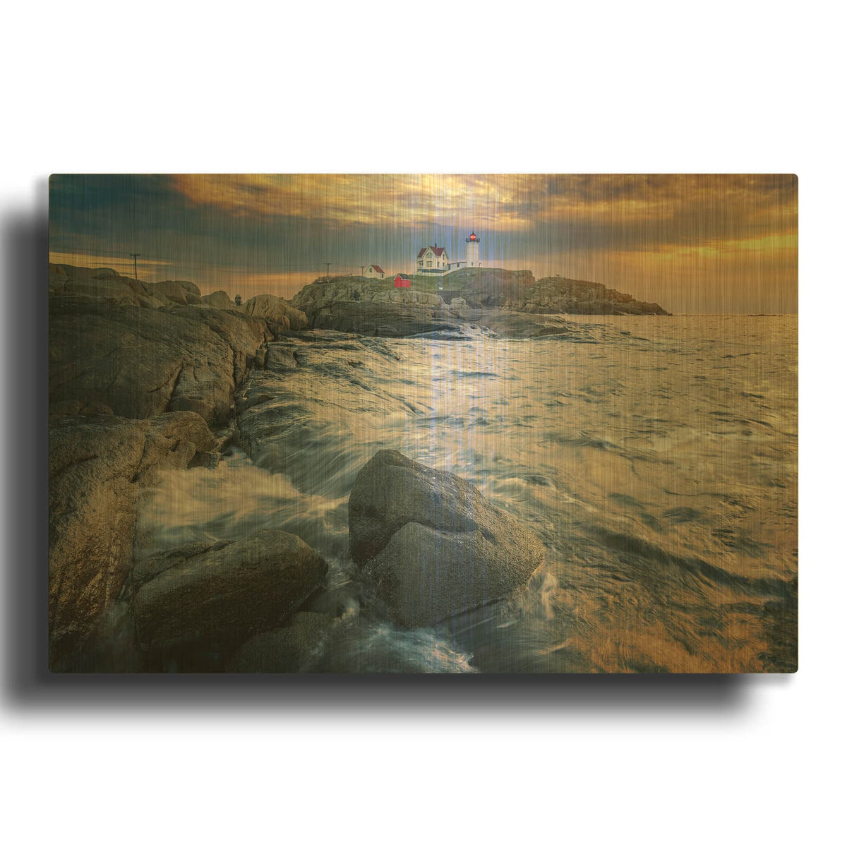 'Morning Tide At Cape Neddick' By Rick Berk Gold Metal Wall Art