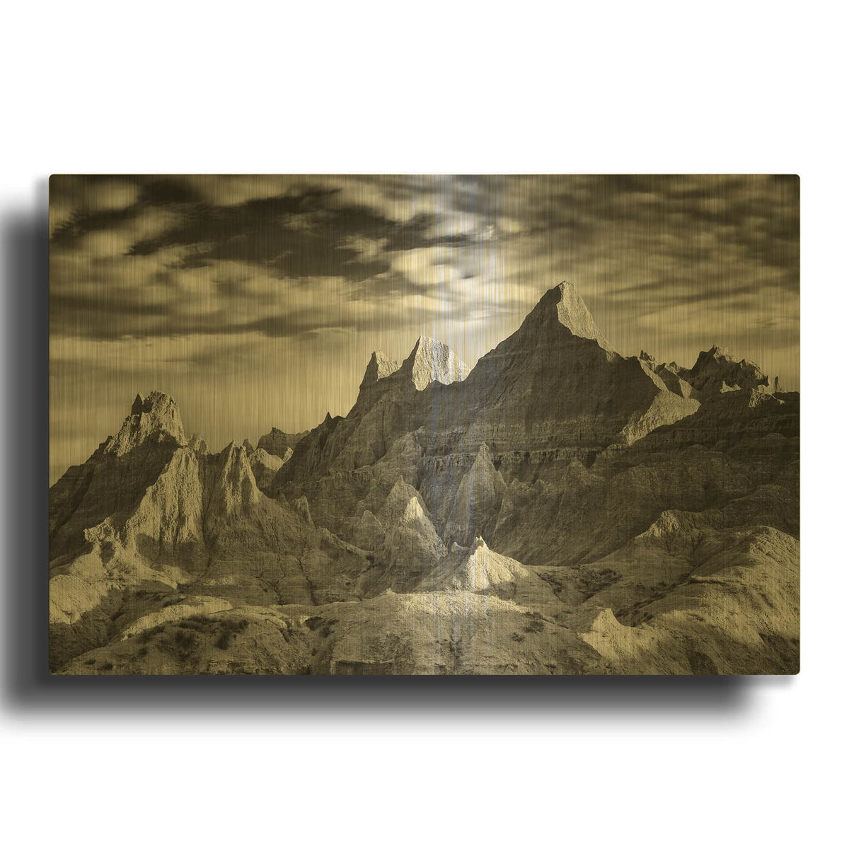'Morning In The Badlands B&w' By Rick Berk Gold Metal Wall Art