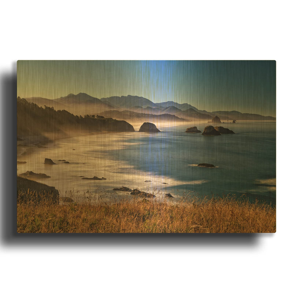 'Morning At Ecola Viewpoint' By Rick Berk Gold Metal Wall Art