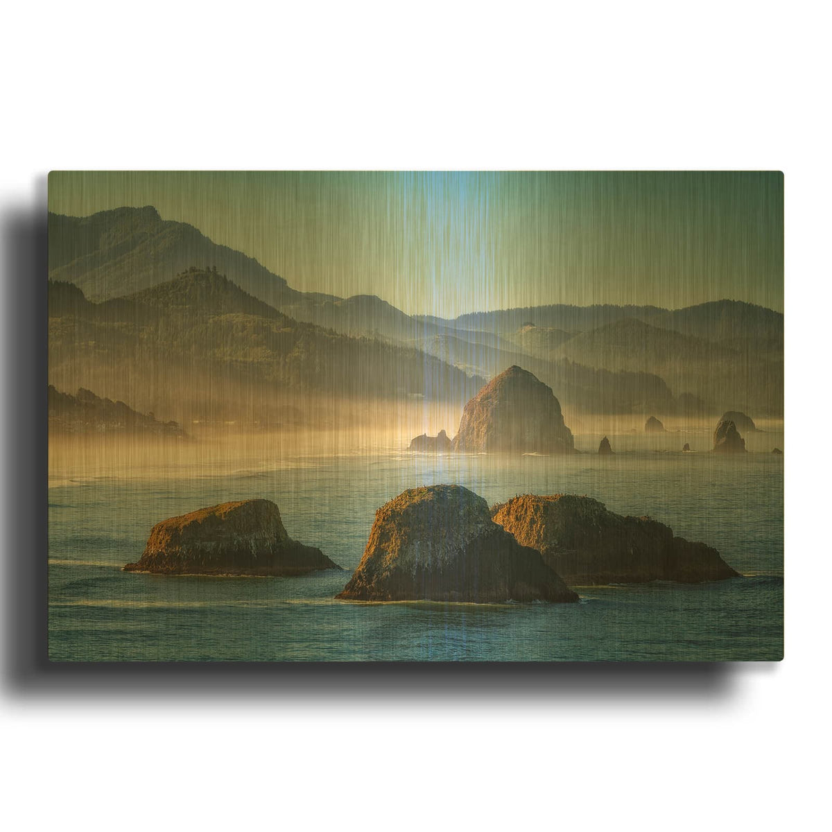 'Misty Morning On Cannon Beach' By Rick Berk Gold Metal Wall Art