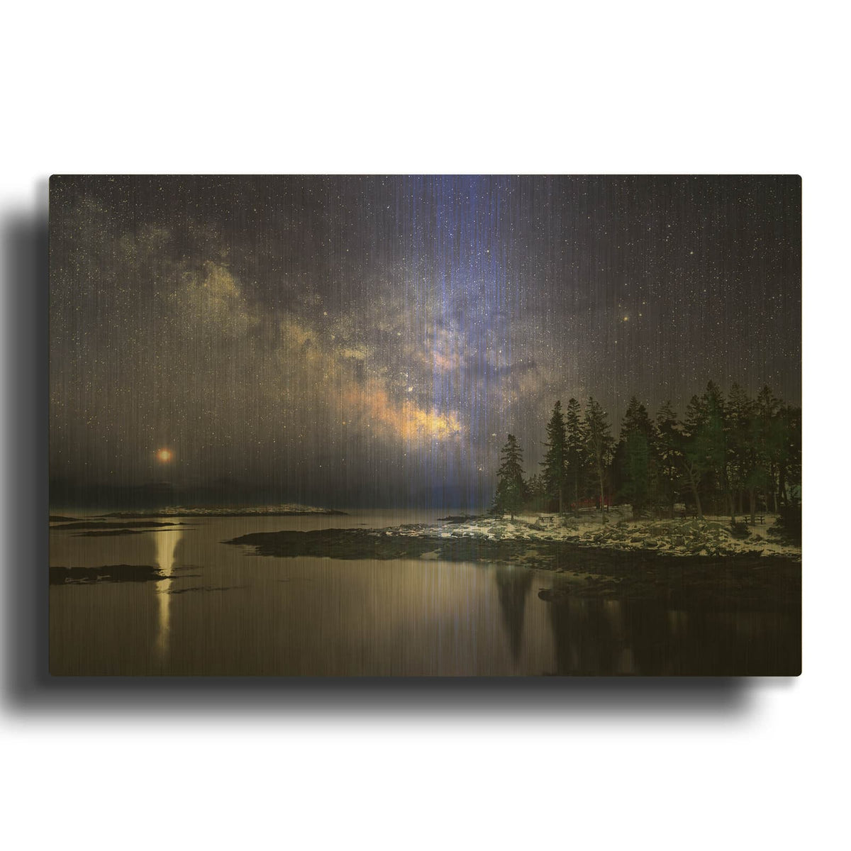 'Milky Way Over The Sheepscot River' By Rick Berk Gold Metal Wall Art