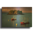 'In The Harbor At Dusk' By Rick Berk Gold Metal Wall Art
