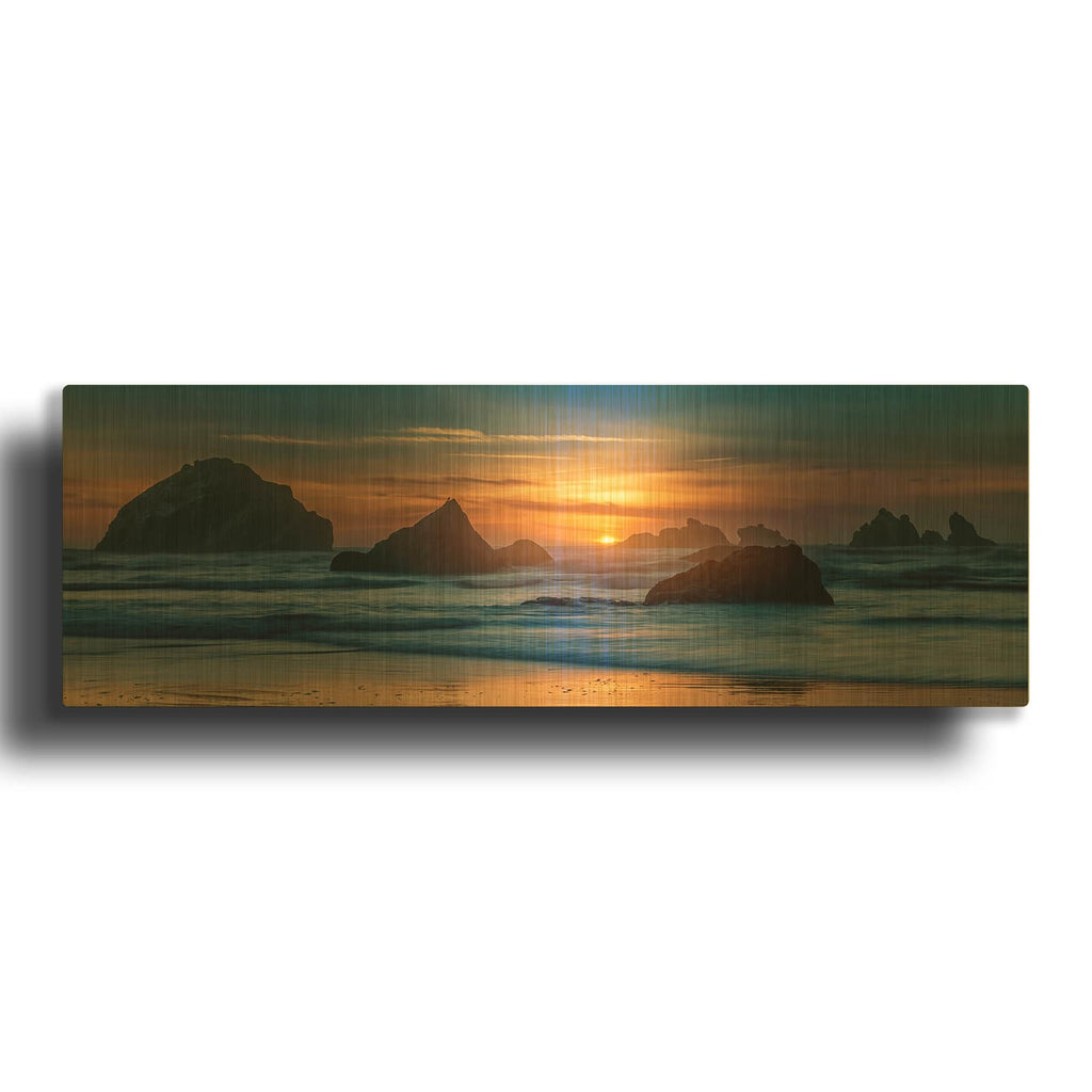 'Bandon Sunset' By Rick Berk Gold Metal Wall Art