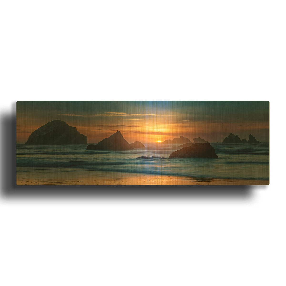 'Bandon Sunset' By Rick Berk Gold Metal Wall Art