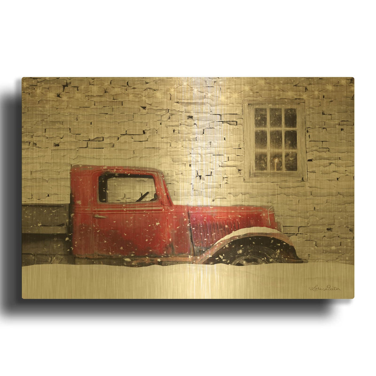 'Winter Parking Spot' By Lori Deiter Gold Metal Wall Art