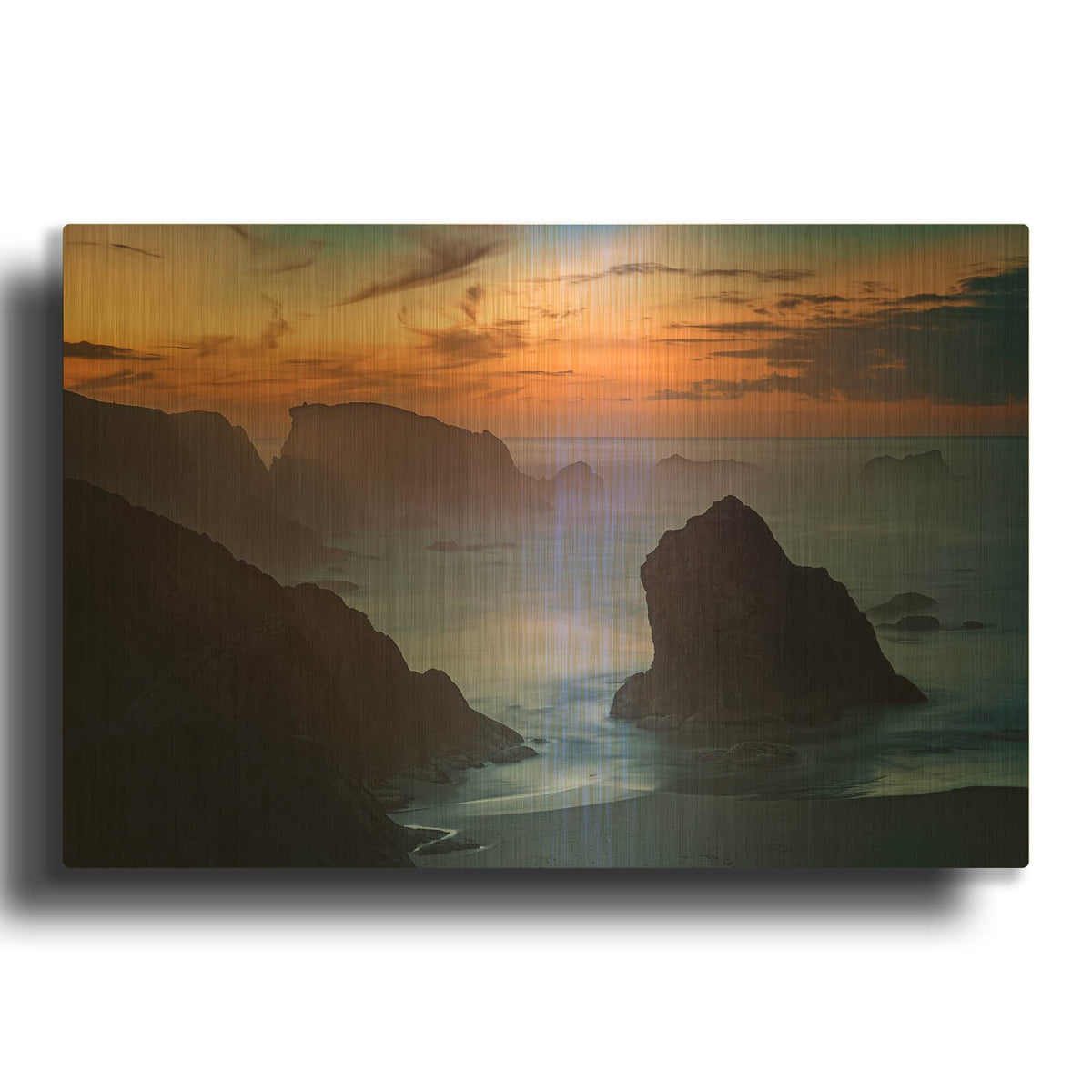 'Coquille Point Twilight' By Rick Berk Gold Metal Wall Art
