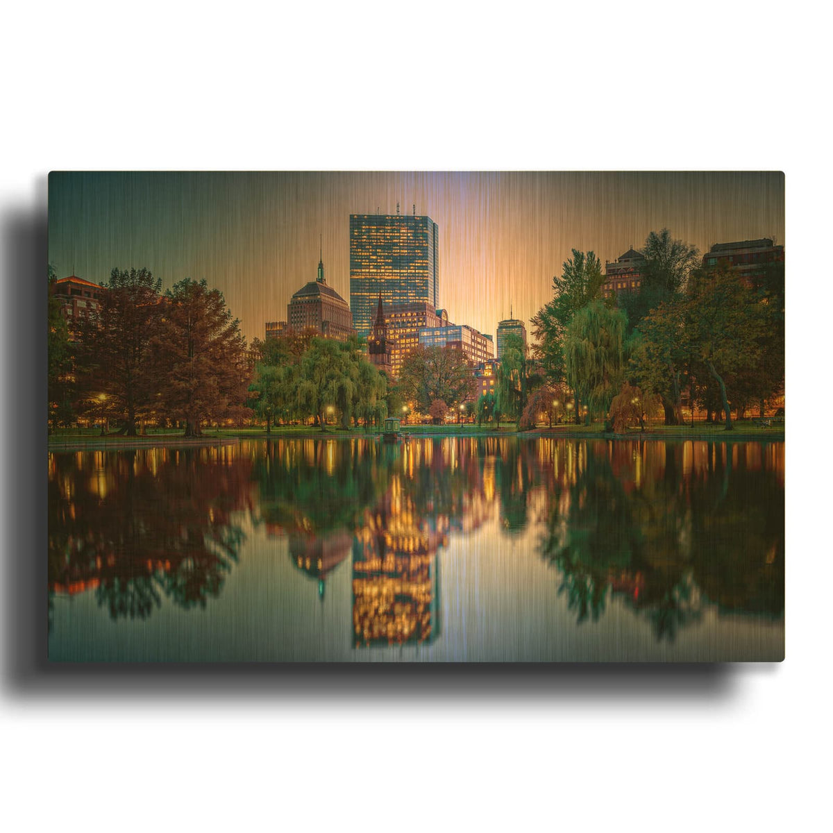 'Autumn Twilight In Boston' By Rick Berk Gold Metal Wall Art