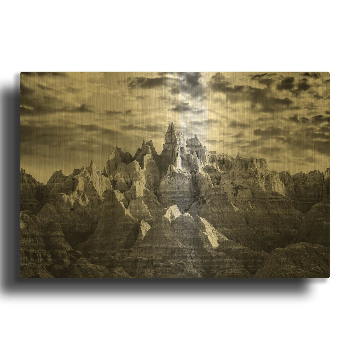 'Badlands Chiaroscuro' By Rick Berk Gold Metal Wall Art