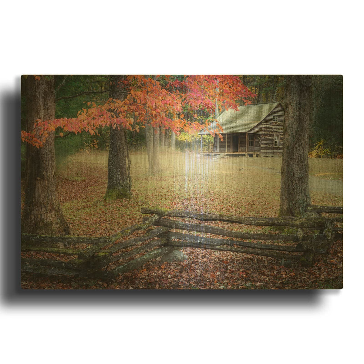 'Autumn At Carter Shields Cabin' By Rick Berk Gold Metal Wall Art