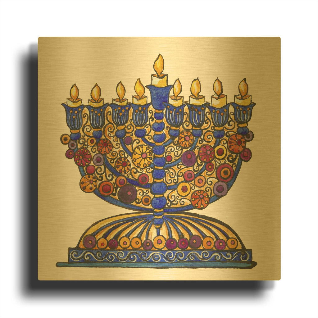 'Menorah 1' By Andrea Strongwater Gold Metal Wall Art