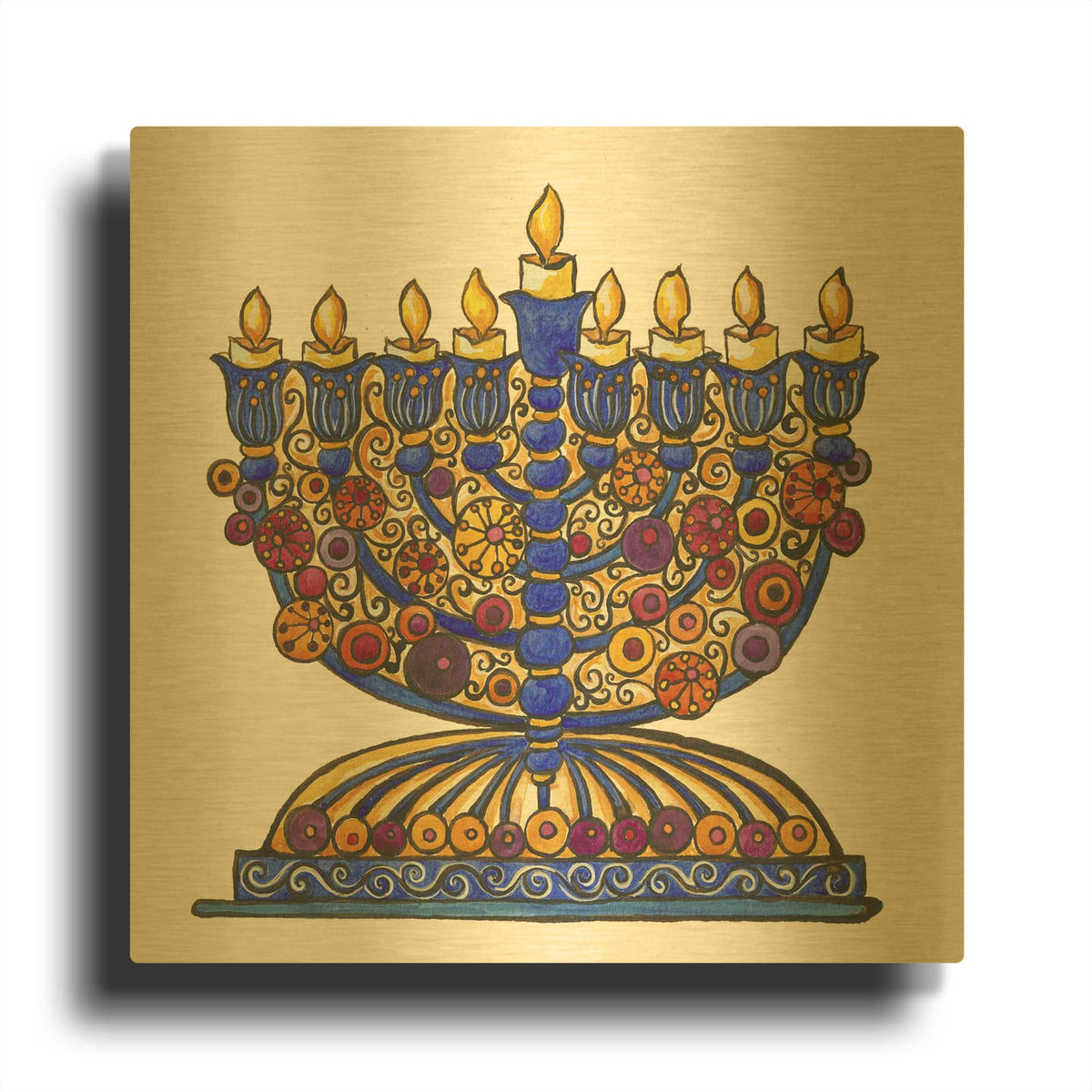 'Menorah 1' By Andrea Strongwater Gold Metal Wall Art