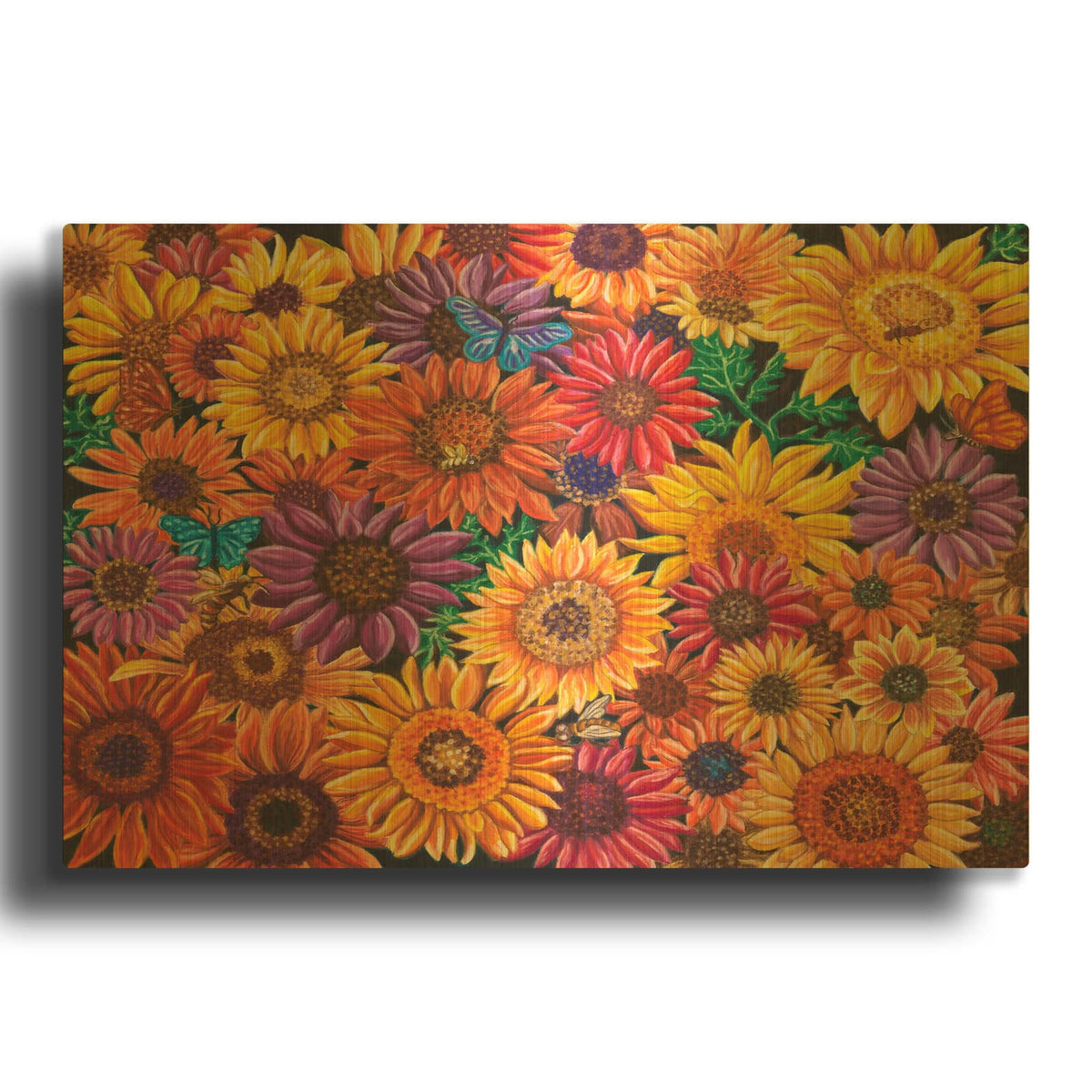 'Sunflowers' By Andrea Strongwater Gold Metal Wall Art