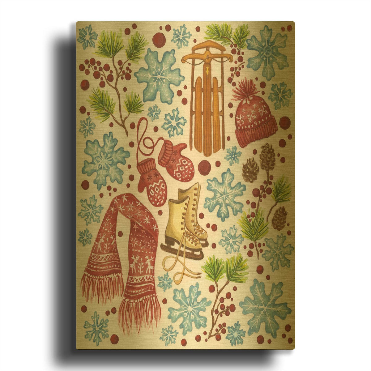 'Hygge Christmas Tree' By Andrea Strongwater Gold Metal Wall Art