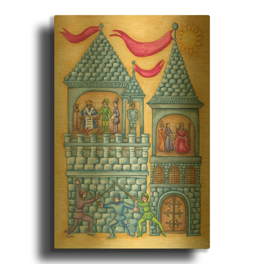 'The Castle' By Andrea Strongwater Gold Metal Wall Art