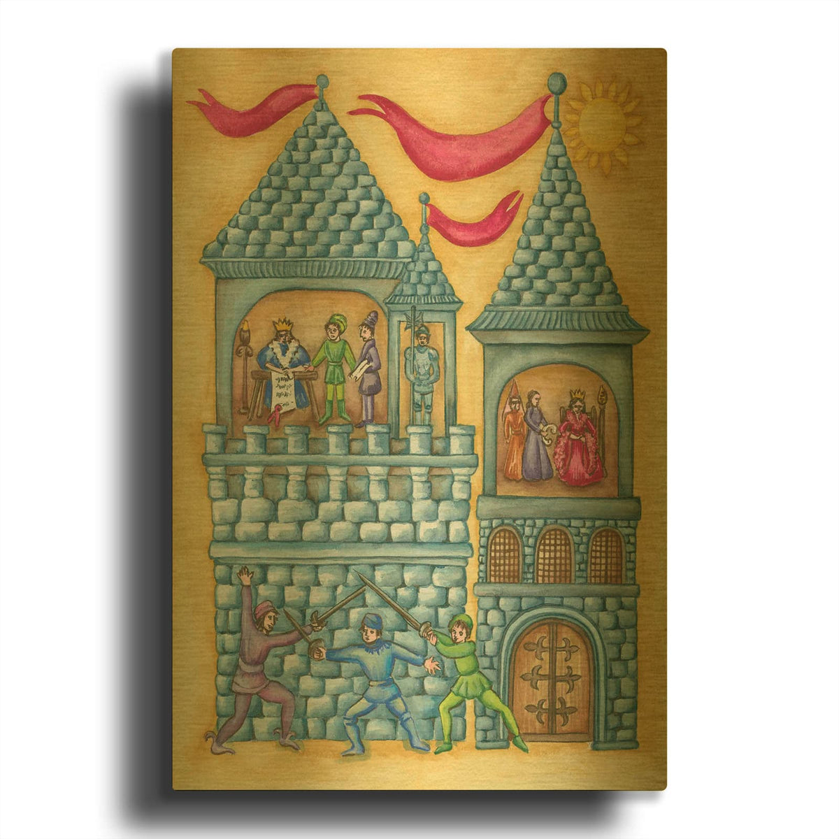'The Castle' By Andrea Strongwater Gold Metal Wall Art