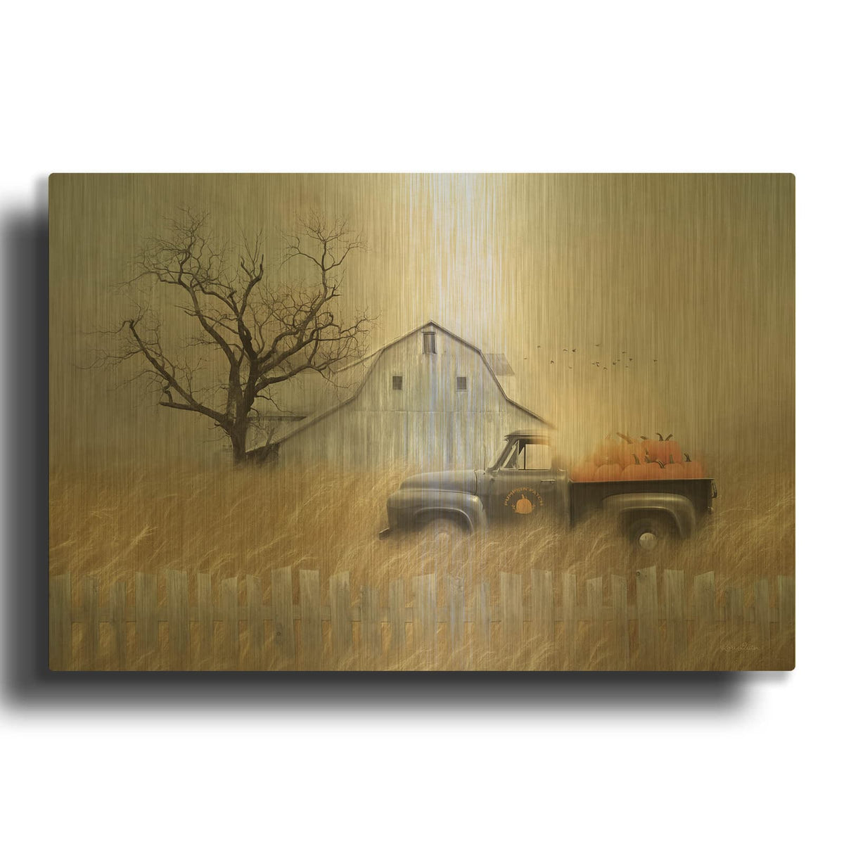 'Fall Pumpkin Harvest' By Lori Deiter Gold Metal Wall Art