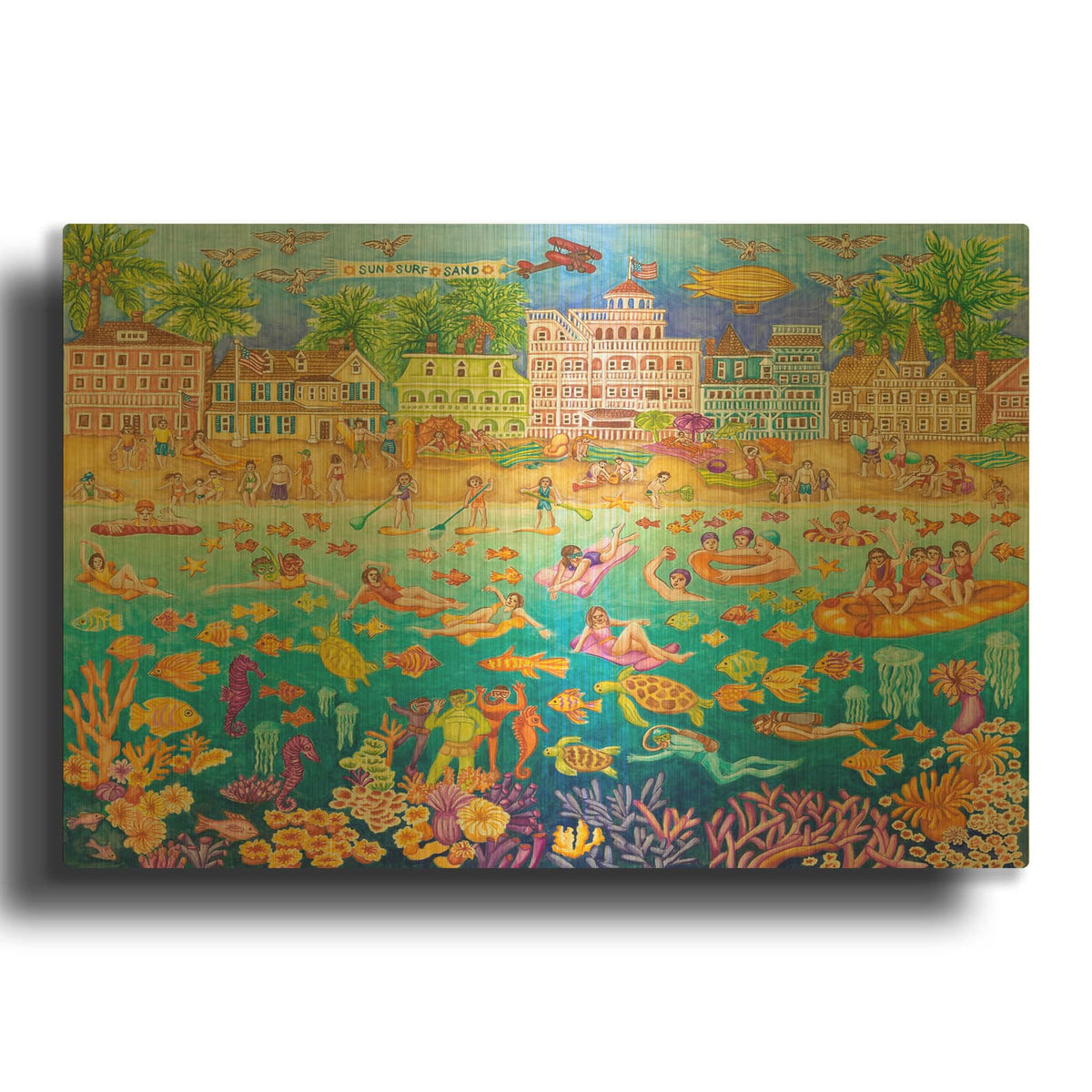 'Tropical Swim Party' By Andrea Strongwater Gold Metal Wall Art