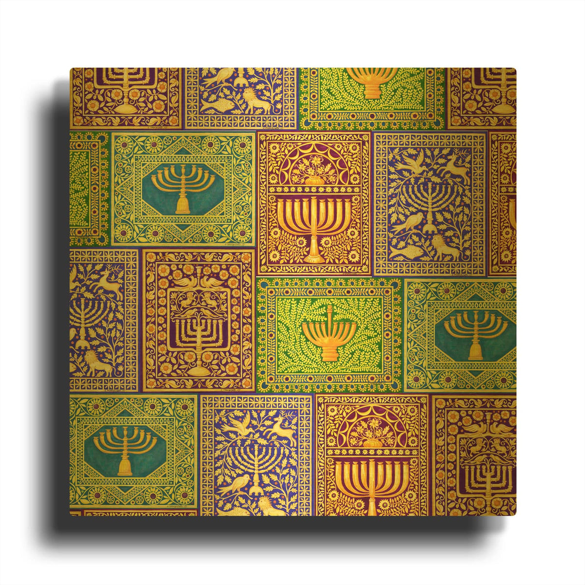 'Hanukah Menorah Wrap Asym' By Andrea Strongwater Gold Metal Wall Art
