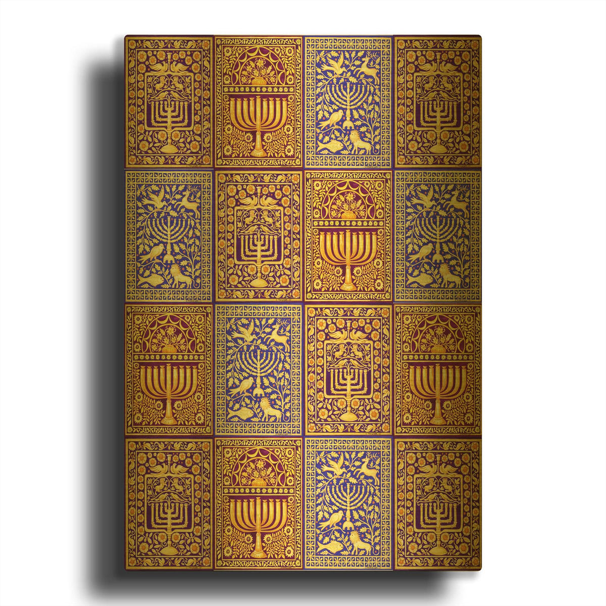 'Hanukah Menorah Collage Verticals' By Andrea Strongwater Gold Metal Wall Art
