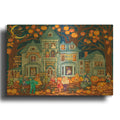 'Haunted House Costume Parade' By Andrea Strongwater Gold Metal Wall Art