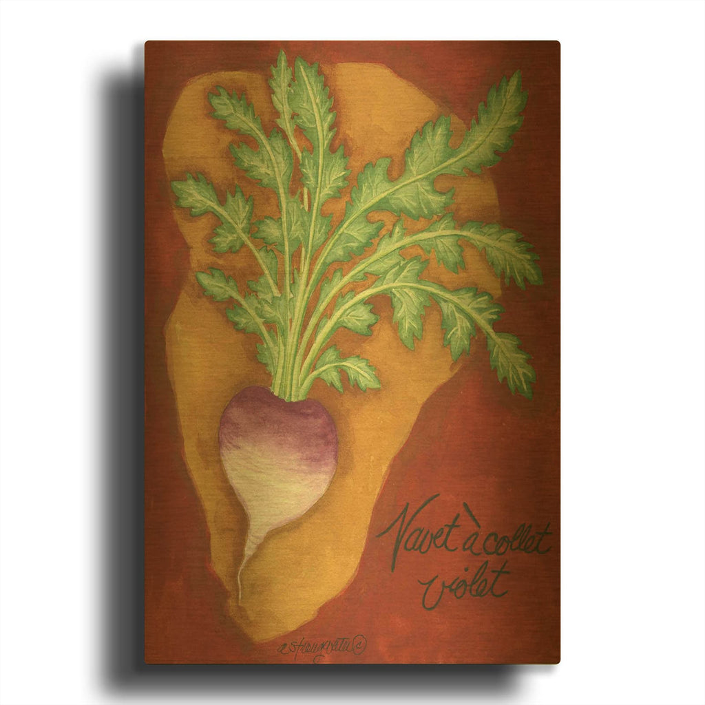 'Veggies On Red L Navet' By Andrea Strongwater Gold Metal Wall Art