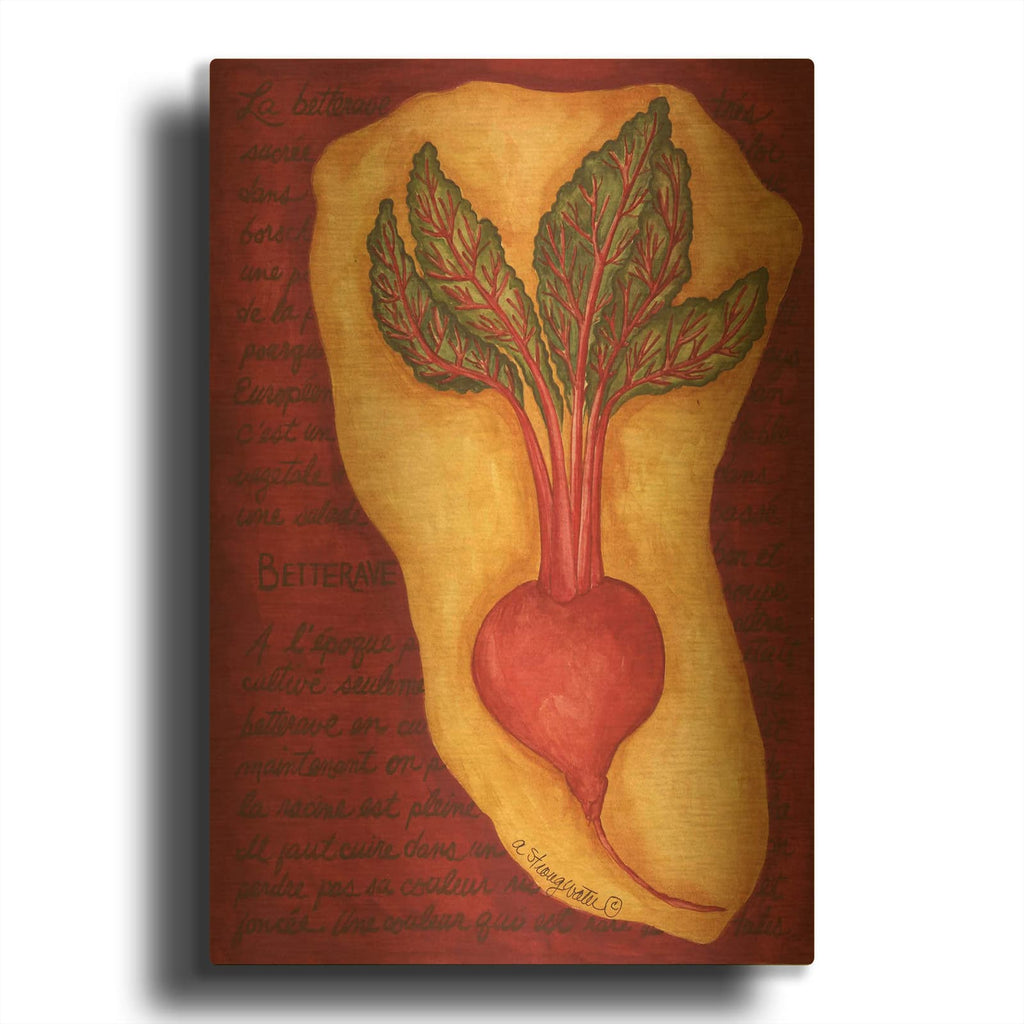 'Veggies On Red L Betterave' By Andrea Strongwater Gold Metal Wall Art