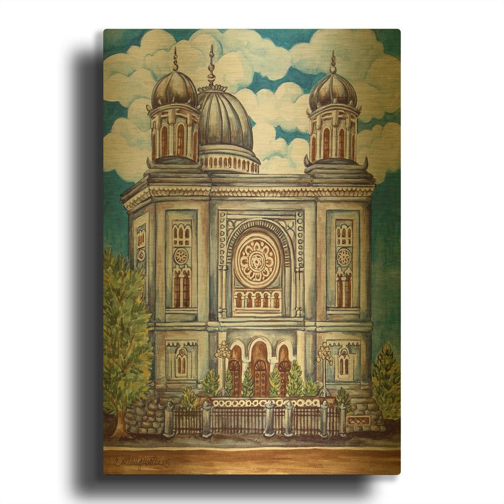 'Synagogue Nuremburg Exterior' By Andrea Strongwater Gold Metal Wall Art