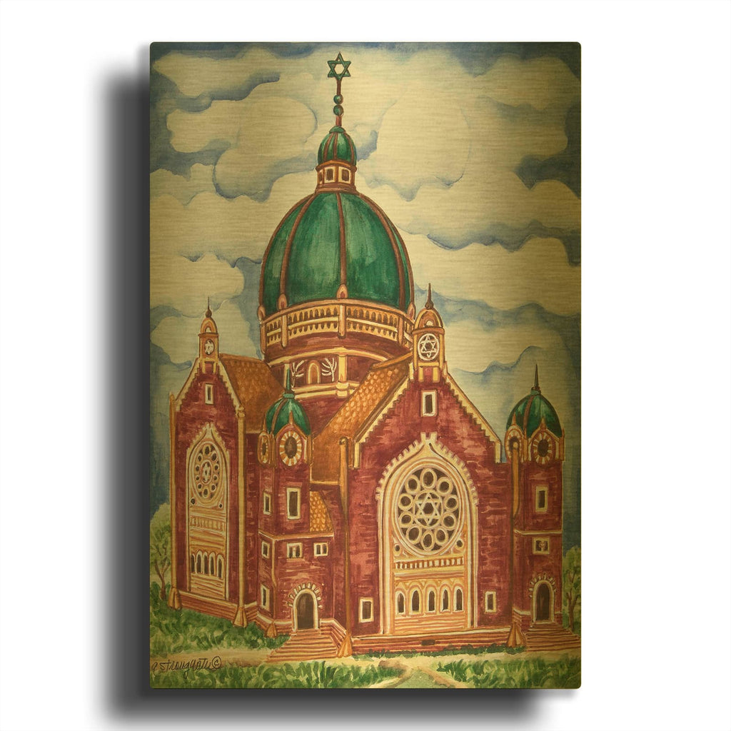 'Synagogue Katowice Exterior' By Andrea Strongwater Gold Metal Wall Art