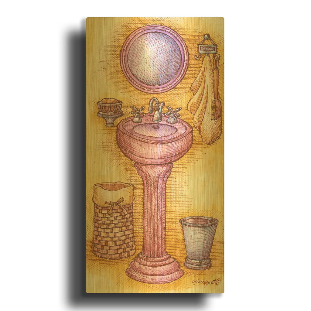 'Sink Round' By Andrea Strongwater Gold Metal Wall Art