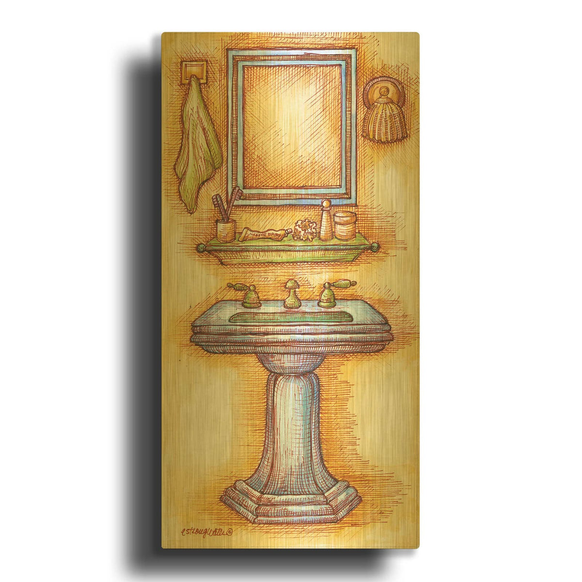 'Sink Rectangle' By Andrea Strongwater Gold Metal Wall Art