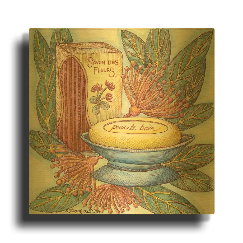 'Savons Des Fleurs' By Andrea Strongwater Gold Metal Wall Art