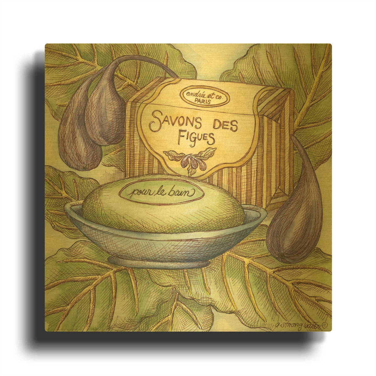 'Savons Des Figues' By Andrea Strongwater Gold Metal Wall Art