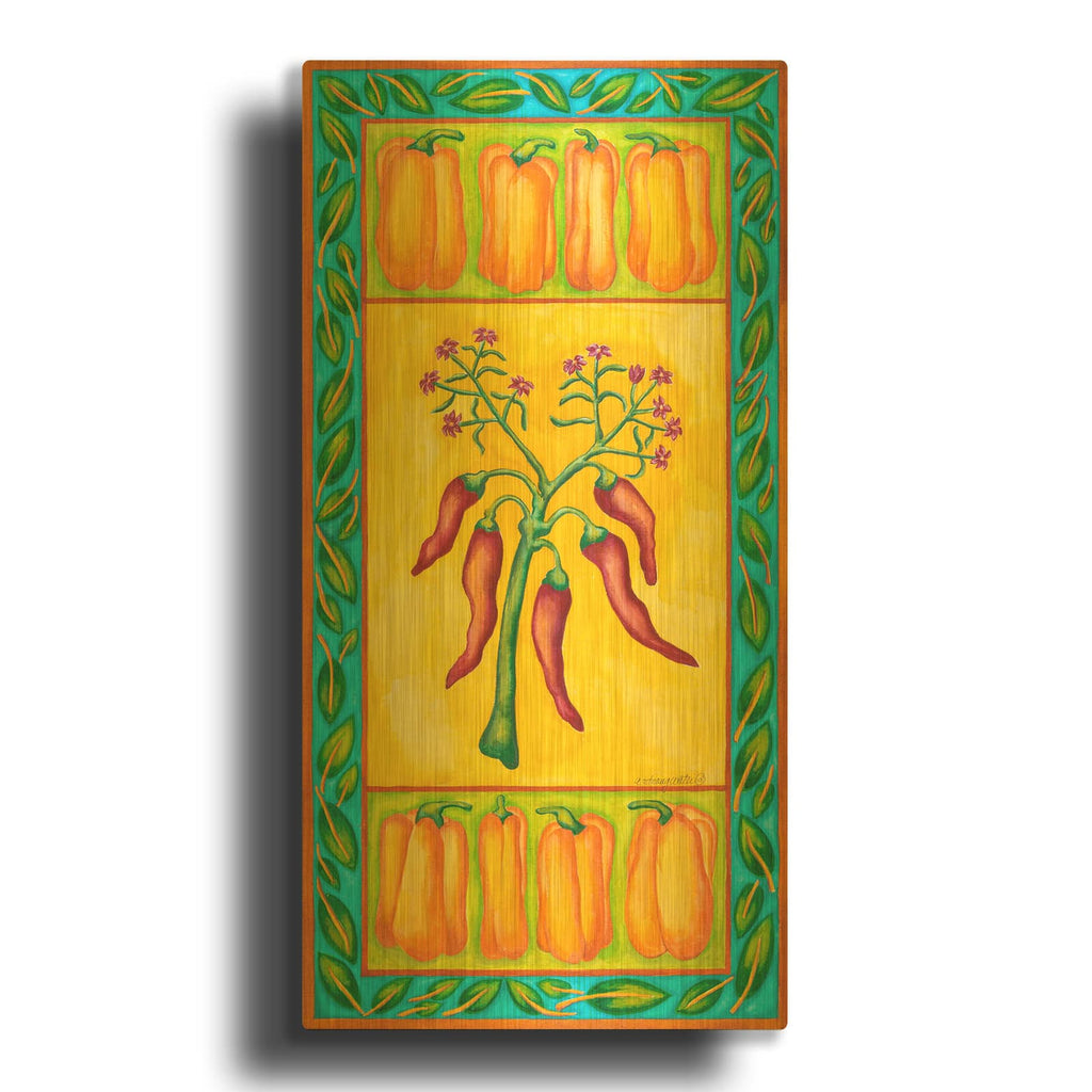 'Peppers With Multi Red' By Andrea Strongwater Gold Metal Wall Art