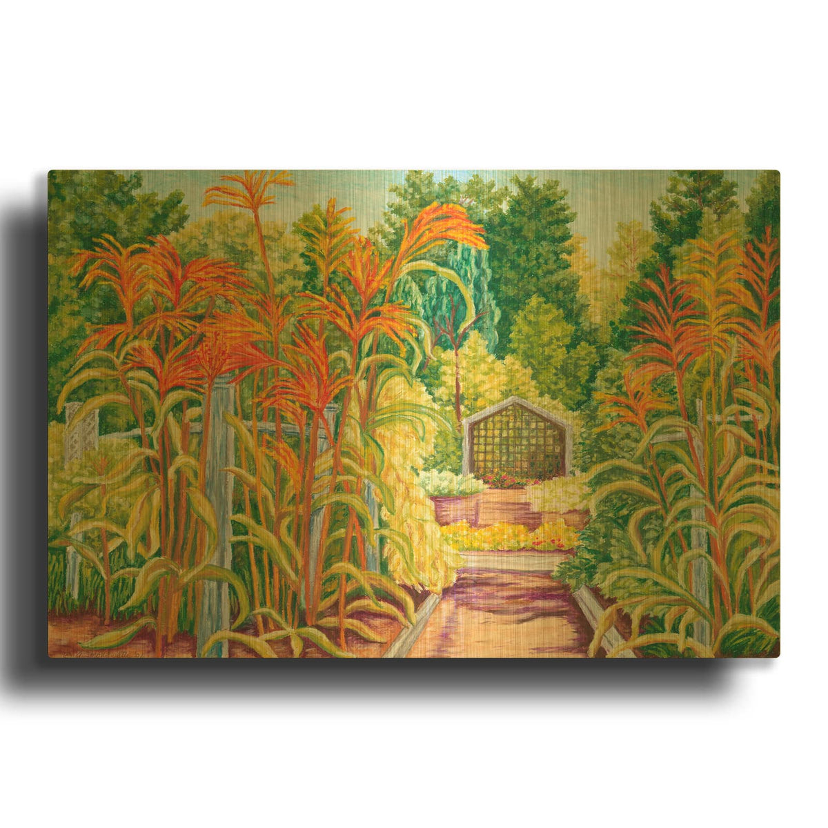 'Ny September Grains' By Andrea Strongwater Gold Metal Wall Art
