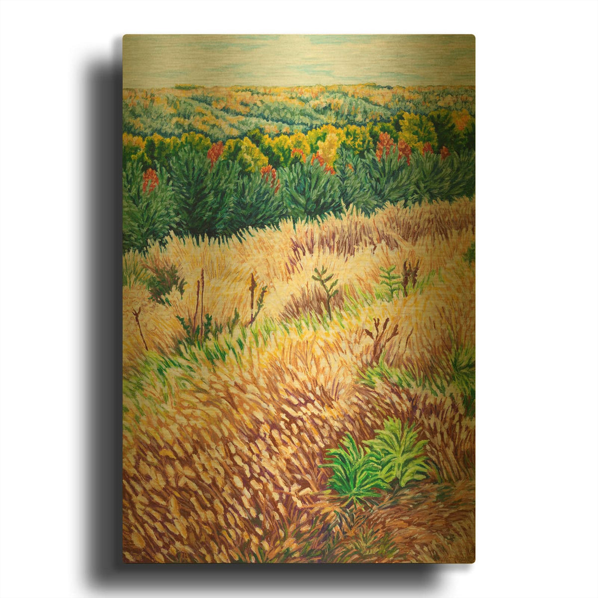 'Ny Autumn Grasses Littletree' By Andrea Strongwater Gold Metal Wall Art